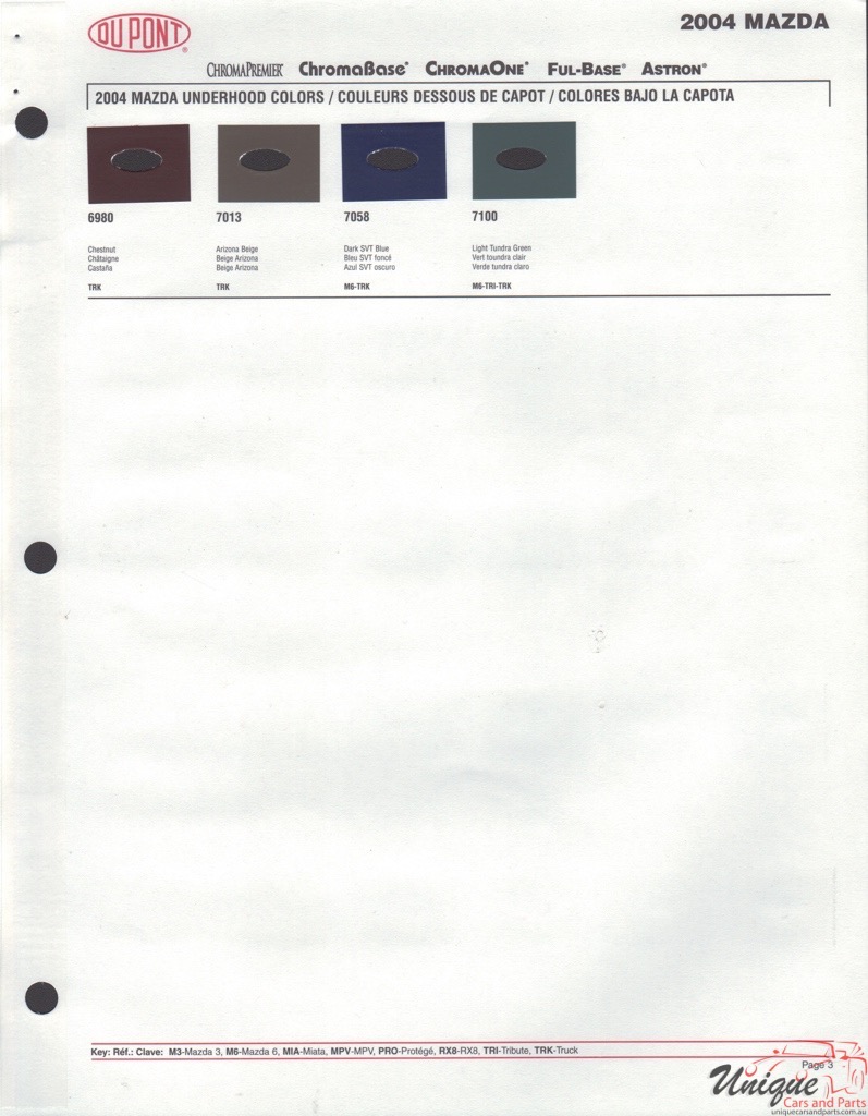 2004 Mazda Paint Charts DuPont 3